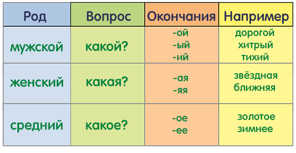 Род имён прилагательных