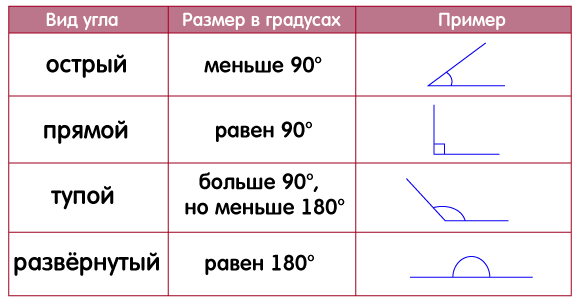 Угол. Виды углов.